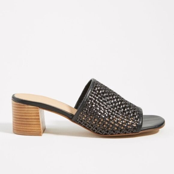 Anthropologie Lydia Woven Heeled Sandals in Black Size 41 EUC - Picture 1 of 4